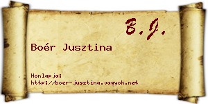 Boér Jusztina névjegykártya